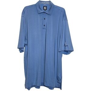 FootJoy Mens XL Blue Striped Performance Golf Polo‎ Shirt Deerwood CC Stretch